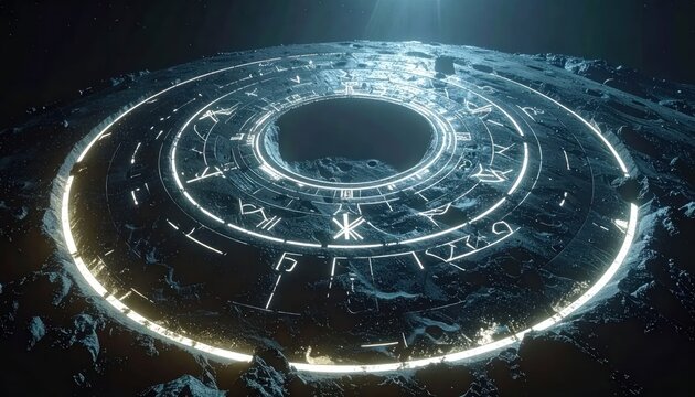 Luminous white circular runes on a dark rocky floor.