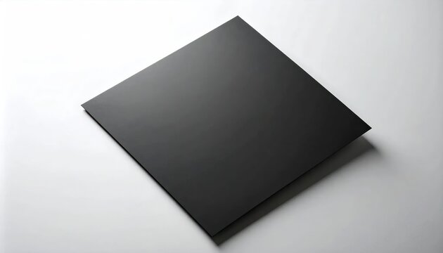 Minimalist Black Square on White Background with Dramatic Shadow