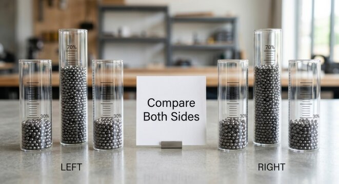 Transparent Cylinders Filled With Balls Offer Visual Comparison and Measurement Guide