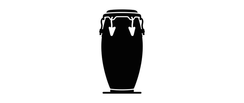Silhouette of a Conga Drum on White Background