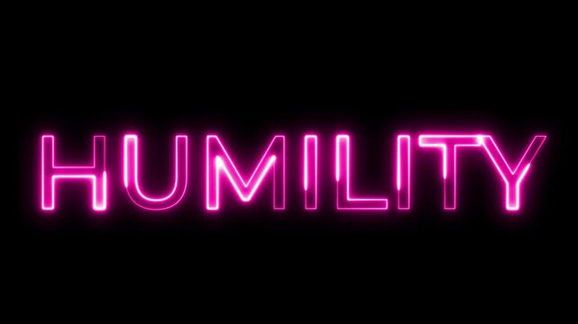 Pink Neon Humility Text Glowing on Black Background