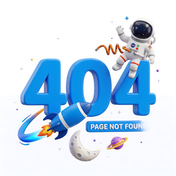 404 error page not found with astronaut and space rocket