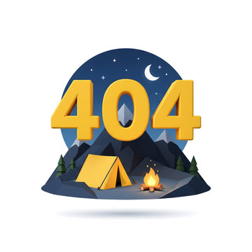 404 error page not found camping night adventure concept