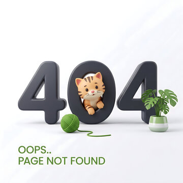 Cute tiger 404 error page not found concept web graphic