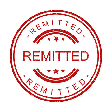 Red round rubber stamp with the word remitted for business and finance official isolated on transparent background