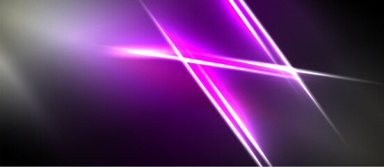 Obraz premium Abstract lines intersect, creating vibrant purple glow against dark background. Minimalist design evokes energy, motion.