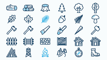Forest, Outdoor, and Woodcraft Icon Set © Mahmud