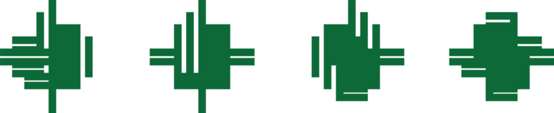 Modern abstract green plus minus equals icons
