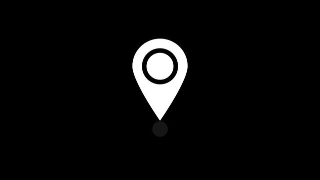 Animated Map Pointer Location Pin Icon for GPS Navigation on Transparent 4K Background