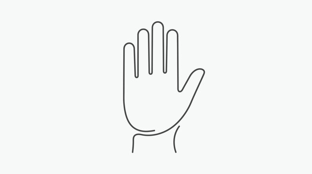 Hand icon rendered with a single continuous line shows an open palm gesture for use in modern web design projects.