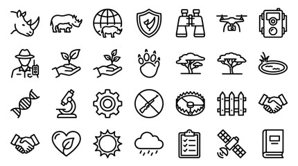 Wildlife conservation and environmental science icon set. © muhammad