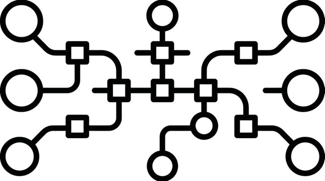 Abstract flowchart network and logic diagram.