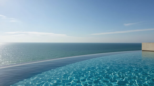 Infinity pool ocean horizon sea sky blue sunlight tranquil vacation
