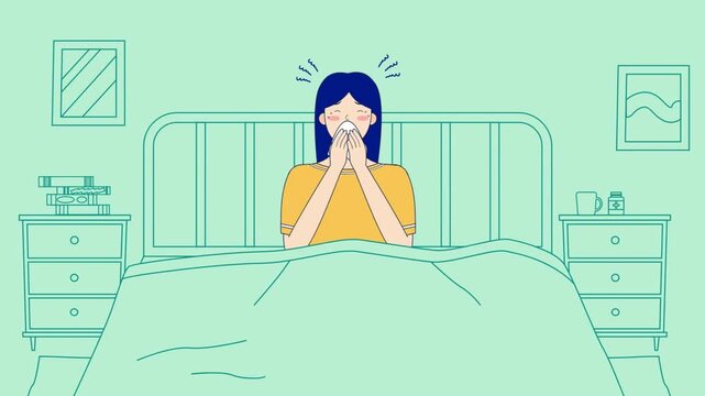 sick woman in bed