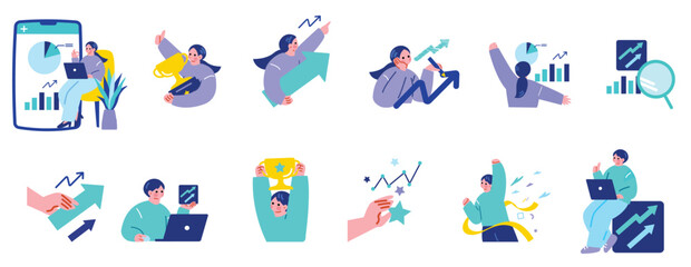 成功するビジネスパーソンのイラストセット © Sami