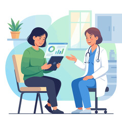 Obraz premium Doctor Consulting Patient with Digital Health Data on Tablet in Modern Clinic
