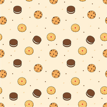 chocolate butter sandwich cookies seamless pattern