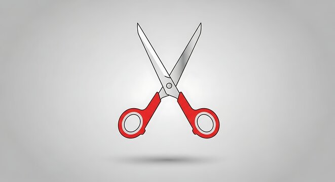 Scissors icon with red handles against a light gray gradient
