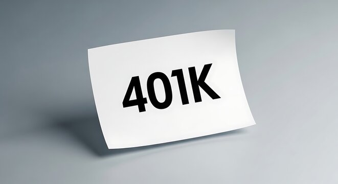White paper with 401K text floating over a grey background