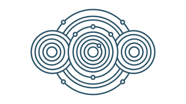 Abstract concentric circles with connecting dots forming a cloud shape.