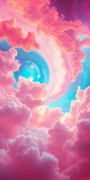 Cosmic clouds swirl in shades of pink, orange, and blue, nebula, orange