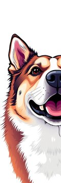 Dog face illustration vector white background, pet portrait, black and white