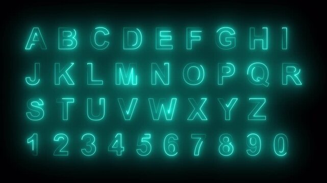 Alphabet text animation from a to z on transparent background, Burning Golden Neon Font A to Z Loop animation.neon alphabet fire sign animated text from A to Z with alpha channel in 4k.