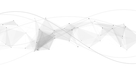 Monochromatic low poly geometric plexus wave on white background © An