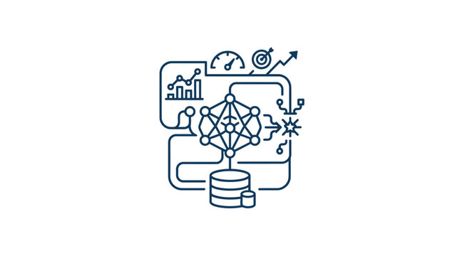 Artificial intelligence network processing data and achieving goals.