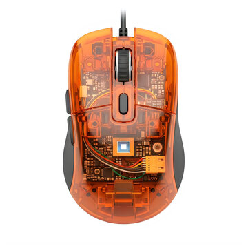 Orange wireless gaming mouse with side buttons