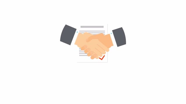 Professional Business Handshake Signing Agreement Contract Document Animation.