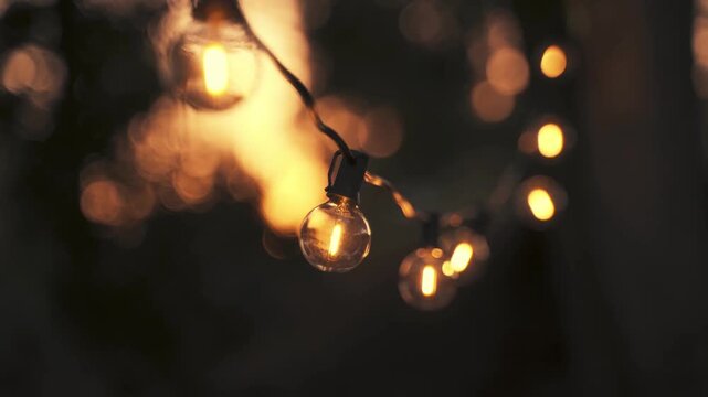 Warm Glowing Outdoor String Lights at Night