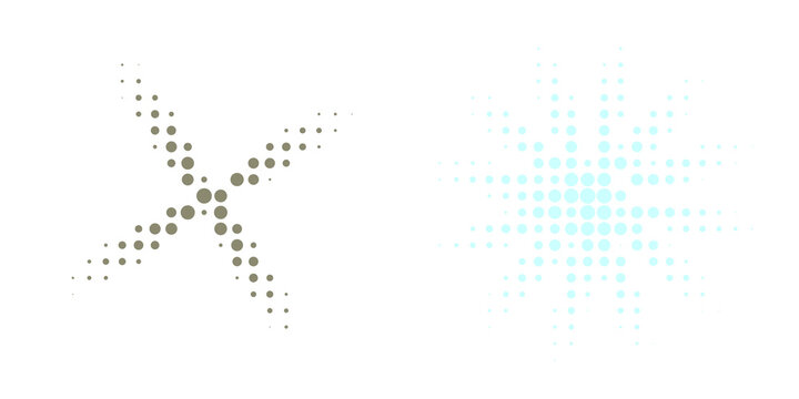 Minimalist geometric dots forming an abstract cross shape with grid pattern isolated on transparent background