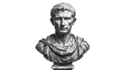 Fototapeta premium Halftone Roman Emperor Marble Bust Vector Illustration