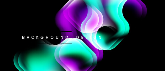 Naklejka premium Abstract fluid shapes, vibrant colors, dark background. Modern design element, flowing forms create dynamic visual impact.