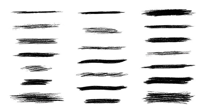 Gritty Charcoal Underline and Artistic Accent Vector Mark Collection. A minimalist series of short, expressive charcoal underlines and artistic accent marks featuring authentic graphite textures.