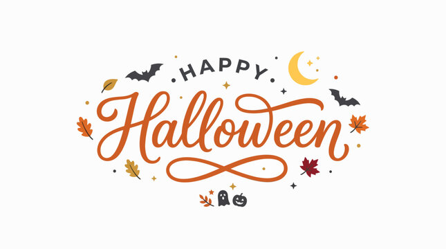 Elegant halloween greeting with festive script font with cheerful halloween