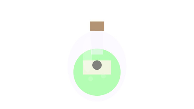 Halloween themed ghost with glowing green aura and floating brown box, isolated on transparent background