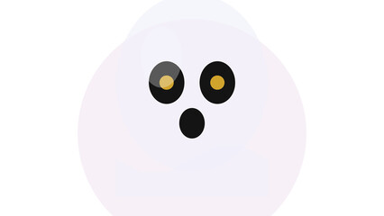 Obraz premium Halloween ghost face with black eyes and mouth, isolated on transparent background