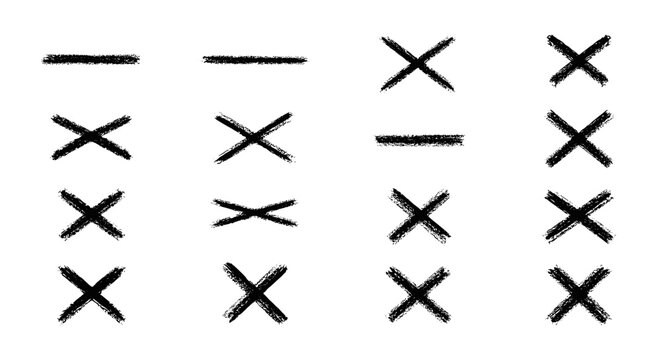 Gritty Charcoal Strikethrough and Editorial Cross Out Mark. A functional series of aggressive charcoal strikethroughs and cross-out marks featuring heavy graphite