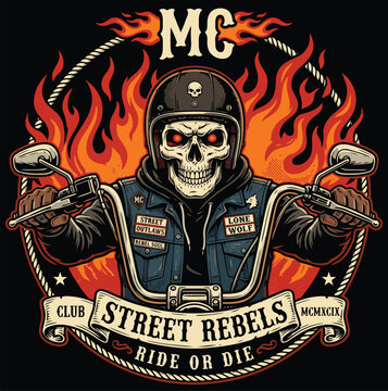 cool picture of a skull riding a chopper motorbike