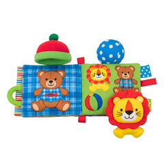 Naklejka premium Colorful toy blocks with lion and geometric shapes
