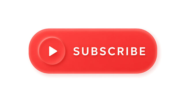 Subscribe button featuring a minimalist red design with a play icon serves as a clear call to action for users to join a digital community and receive updates from an online video creator.