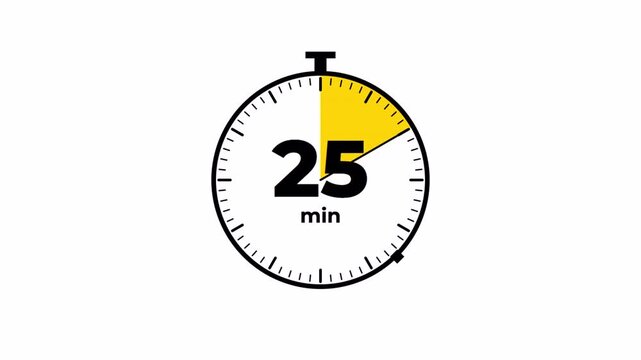 30 Minute Countdown Timer Animation with Yellow Progress Fill for Video Presentations and Livestream Breaks RGB alpha in 4k video