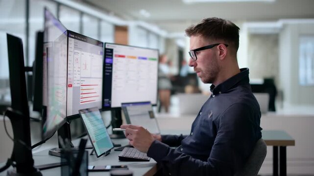 Risk Manager Reviews Supplier Assessment Data On Laptop