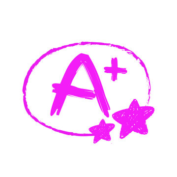 A Plus Grade Doodle Badge Vector, A+ School Rating Symbol, Excellent Academic Score Label, Hand Drawn Brush Typography, Star Sticker Illustration, Teacher Feedback Icon