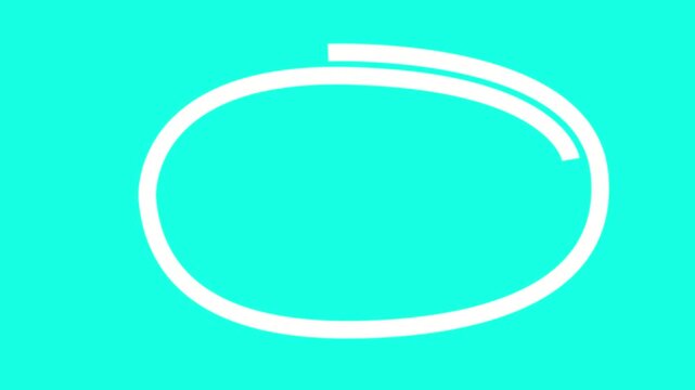Hand-drawn white circle animation loop on green screen background, for highlight overlay, doodle