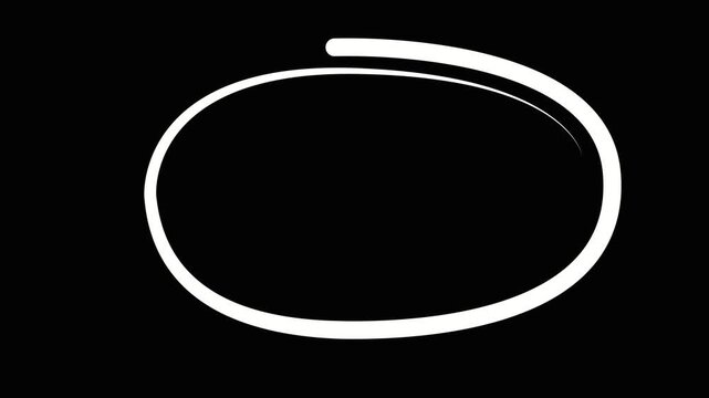 Hand-drawn animated white circle overlay on transparent background, for highlighting animation doodle