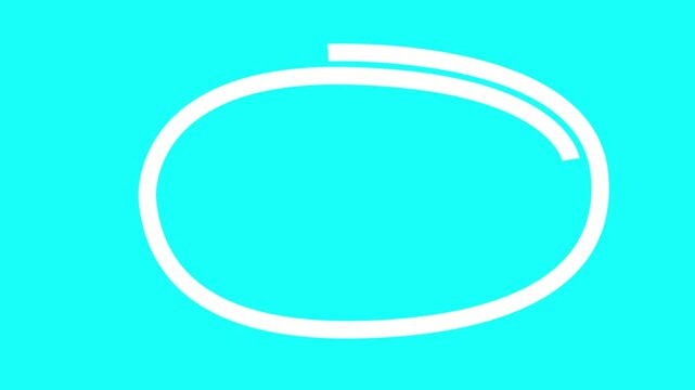 Hand-drawn animated circle loop on bright cyan background, for highlight and, emphasis animation doodle