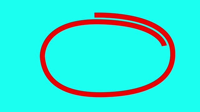 Red hand-drawn circle animation overlay on cyan background, for highlighting and, emphasis